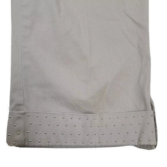 JM Collection Pants Womens Size 10 Solid All Gray Studded Cuff Crop Casual - Picture 2 of 5
